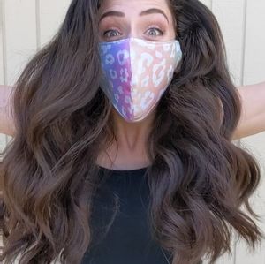 Pink Rainbow Leopard Face Mask (Adult size)